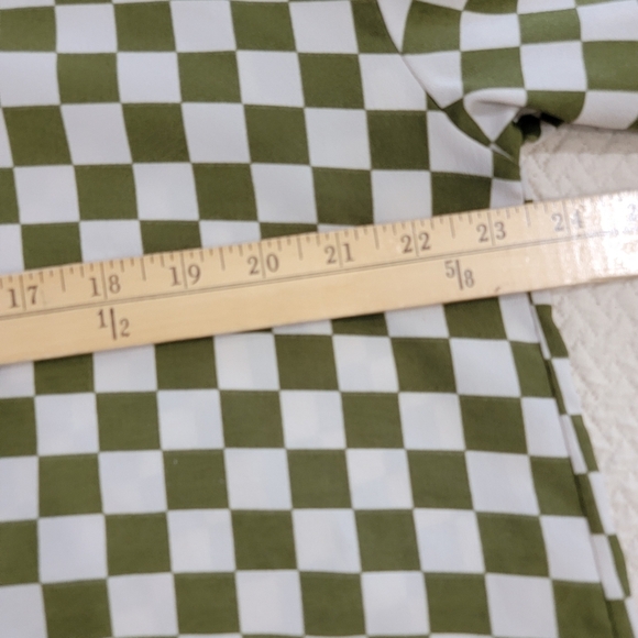 Pretty Garbage Green and White Checkered Shirt Women's Size S Button Up Blouse - Picture 10 of 14